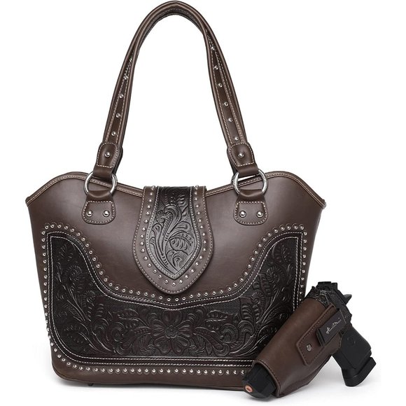 Montana West Women's Western Handbag Tooling Shoulder Bag Concealed Carry Purse - Picture 9 of 16